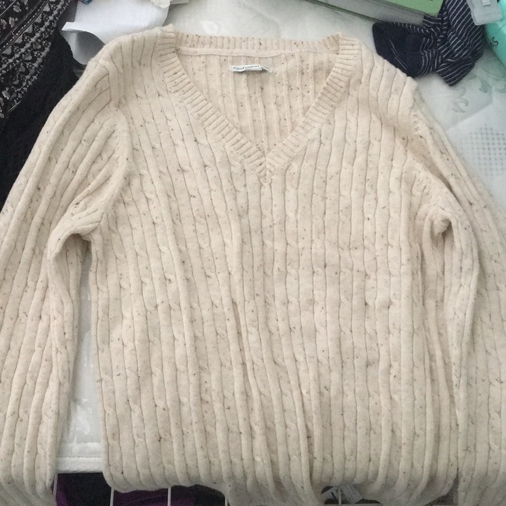 Cream V-Neck Sweater